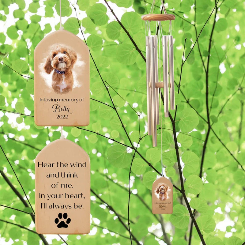 Custom Dog Memorial Wind Chime, Pet Bereavement Remembrance, Pet Loss Gift, Pet Photo Watercolor Portrait Wind Chime, Dog Memorial Gifts