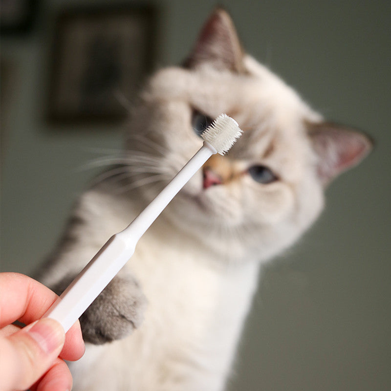 Pet Dog and Cat Toothbrush 360 Degrees Oral Cleaning Teeth Improve Bad Breath Prevention Dental Calculus Toothpaste