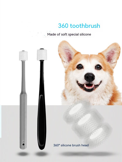 Pet Dog and Cat Toothbrush 360 Degrees Oral Cleaning Teeth Improve Bad Breath Prevention Dental Calculus Toothpaste