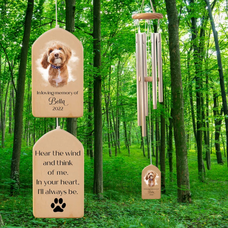 Custom Dog Memorial Wind Chime, Pet Bereavement Remembrance, Pet Loss Gift, Pet Photo Watercolor Portrait Wind Chime, Dog Memorial Gifts