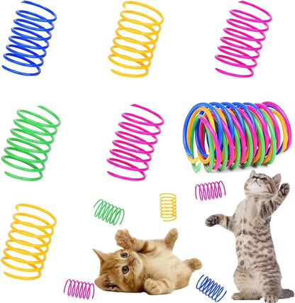 40 Pack Cat Spiral Spring, Cat Toys Spring for Indoor Cats, Durable Plastic Coils Colorful Cat Kitten Spring Toy Creative Toy for Swatting, Biting, Hunting