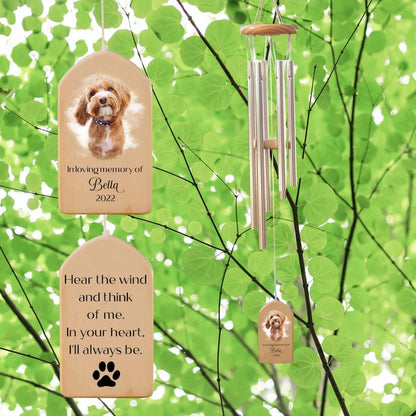 Custom Dog Memorial Wind Chime, Pet Bereavement Remembrance, Pet Loss Gift, Pet Photo Watercolor Portrait Wind Chime, Dog Memorial Gifts