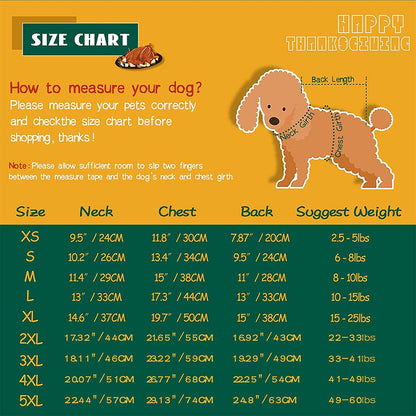 Turkey Dog Costume Thanksgiving Apparel Pet Costume for Dogs and Cats